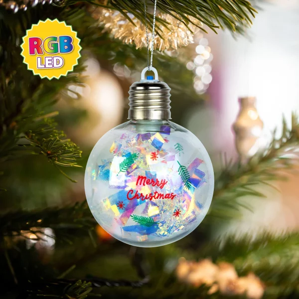 Karácsonyi LED-es gömb - RGB LED - átlátszó - műanyag - 8 cm - 3 x LR44 59747B