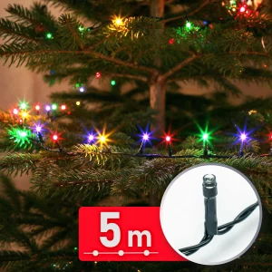 Fényfüzér - 5 m - színes - 100 LED - 220-240V - 6W - zöld kábel Phenom 59766