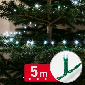 String lights – 5 m – cool white – 100 LED – 100–240 V – 6 W – green cable Phenom 59766C