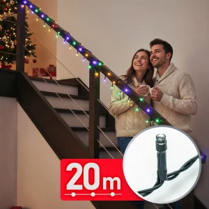 Fényfüzér - 20 m - színes - 400 LED - 220-240V - 6W - zöld kábel Phenom 59768
