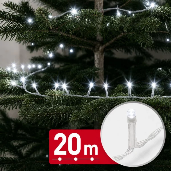 String lights – 20 m – cool white – 400 LED – 220–240 V – 6 W – transparent cable Phenom 59768CT