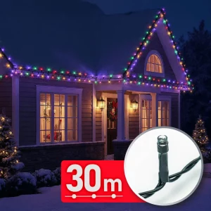 Fényfüzér - 30 m - színes - 600 LED - 220-240V - 6W - zöld kábel Phenom 59769