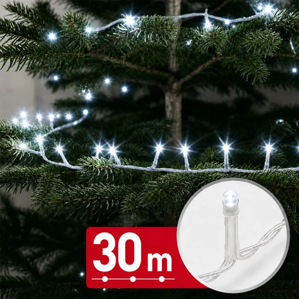 String lights – 30 m – cool white – 600 LED – 220–240 V – 6 W – transparent cable Phenom 59769CT