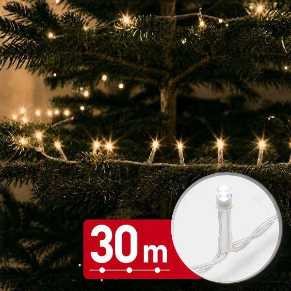 String lights – 30 m – warm white – 600 LED – 220–240 V – 6 W – transparent cable Phenom 59769WT