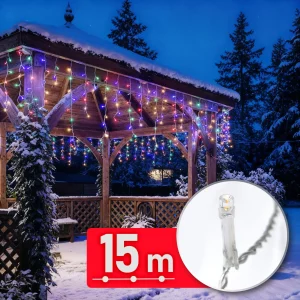 Fényfüzér függöny - 15 m - 600 LED - 220-240V - 6W - átlátszó kábel Phenom 59770