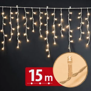 Curtain string lights – 15 m – warm white – 600 LED – 100–240 V – 6 W – transparent cable Phenom 59770W
