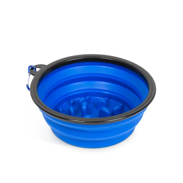 Összenyomható etetőtál - habzsolásgátlóval - kék - 1000 ml Yummie 60008BL