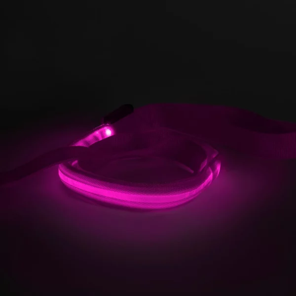 LED-es póráz - akkumulátoros - 120 x 2,5 cm - rózsaszín Yummie 60026B