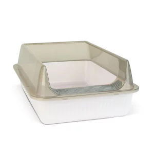 Cat litter box – 51 x 35 x 10 cm – white, grey 60098