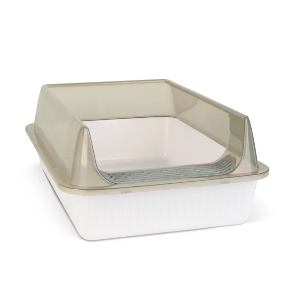 Cat litter box – 51 x 35 x 10 cm – white, grey 60098