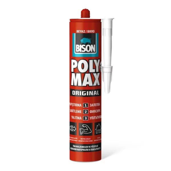 BISON Poly Max original fehér tömítő, SM polymer ragasztó, 465g Bison B23440