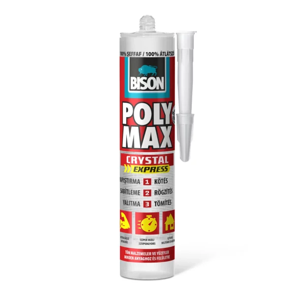 BISON Poly Max kristálytiszta tömítő, SM polymer ragasztó, 300g Bison B25015