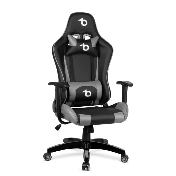 Gamer szék - derékpárnával, fejpárnával - szürke BeMaDa BMD1106GY