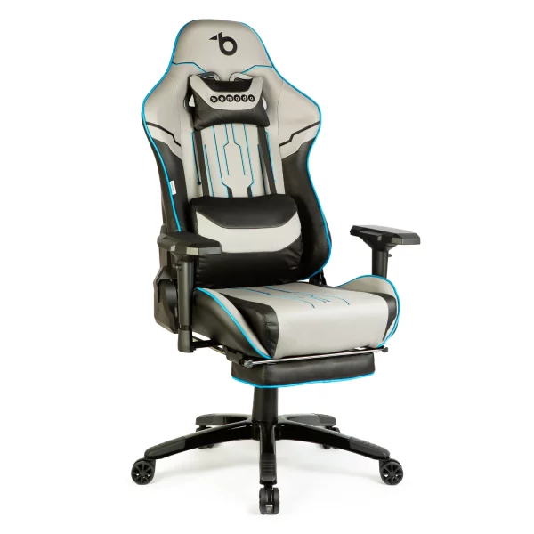 Gamer szék párnával - szürke/fekete/kék - 84 x 52 / 48 x 50 cm BeMaDa BMD1118A