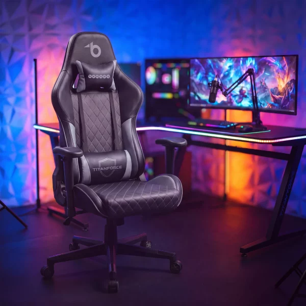 TItanForce gamer szék párnával - fekete/szürke - 122 x 65 x 53 cm BMD1124GY