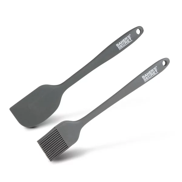 Baker's Secret 2 darabos szilikon ecset és spatula - 21/22 cm - fekete Baker's Secret BS40126