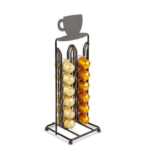 Fém kávékapszula tartó - 28 db Nespresso kapszulához - 125 x 115 x 340 mm - matt fekete Bewello BW0998