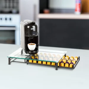 Fém kávékapszula tartó - 60 db Nespresso kapszulához - 410 x 260 x 60 mm - matt fekete Bewello BW0999