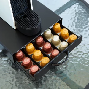 Fém kávékapszula tartó - 50 db Nespresso kapszulákhoz - 365 x 214 x 60 mm - matt fekete Bewello BW1000A