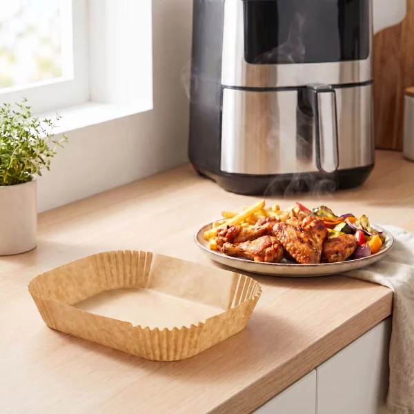 Air fryer sütőpapír - olaj nélküli sütőhöz - téglalap - 14 x 22 cm - 50 db / csomag Bewello BW1020E