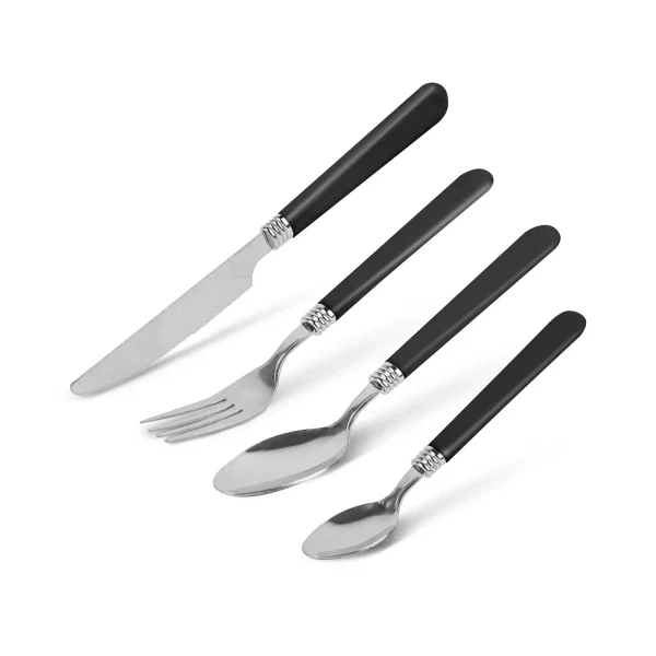 Evőeszköz készlet tartóval - fekete - 16 részes - 32,7 x 19,5 x 4,7 cm Bewello BW1021A