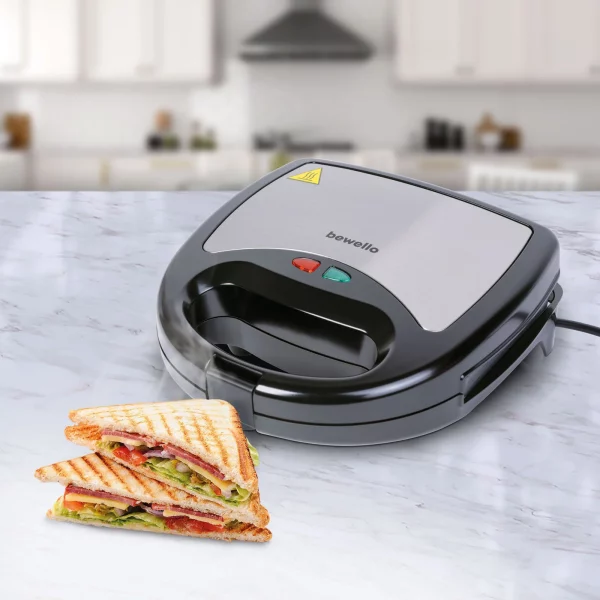 Szendvicssütő - 3 az 1-ben - 220-240V - 800W - ezüst/fekete Bewello BW1024