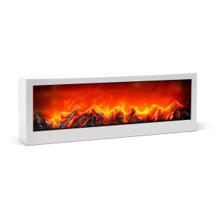 Kandalló LED-es lánghatással - fehér - elemes / USB-s - 60 x 10 x 20 cm Bewello BW2015WH