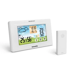 Digitális hőmérő és ébresztőóra - kültéri / beltéri - USB-s, elemes - fehér Bewello BW2070