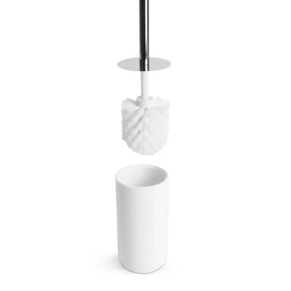 WC-kefe + tartó - matt fehér / ezüst Bewello BW3021D