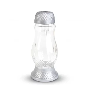 Napelemes üveg mécses műanyag kupakkal - 25 x 10 cm - ezüst - melegfehér LED TW1022