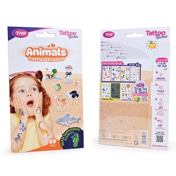 Állatos tetoválás matrica szett - 69 db / csomag Tytoo TY50269