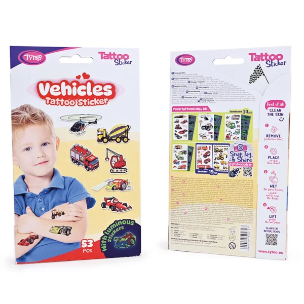 Járművek tetoválás matrica szett - 53 db / csomag Tytoo TY50272